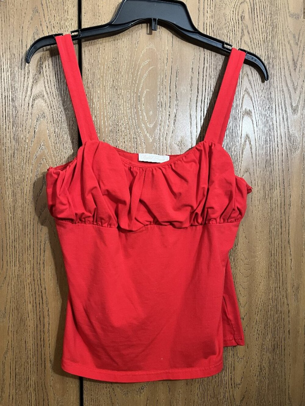 Belle Poque Red Ruched Bust Stretch Cotton Camisole Top XL